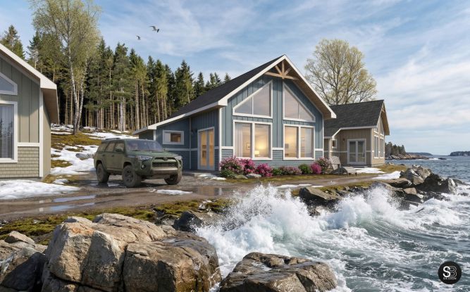 Vue 3D de batiment commercial