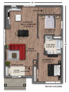 Plan de maison modèle 3 vue de plancher
