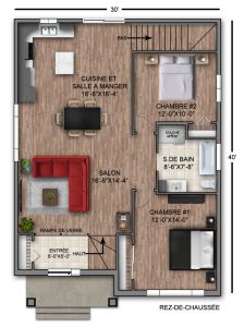 Plan de maison modèle 3 vue de plancher ALT