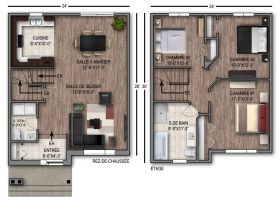 Plan de maison modèle 1 vue de plancher