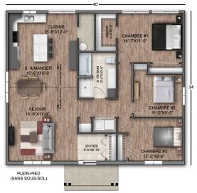 Plan de maison modèle 11 vue de plancher