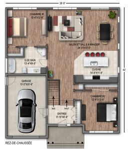 Plan de maison modèle 2 vue de plancher
