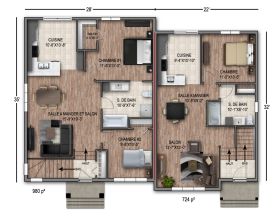 Plan de maison modèle 4 vue de plancher