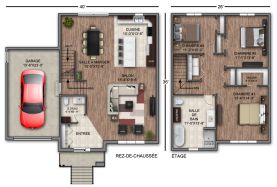 Plan de maison modèle 6C vue de plancher