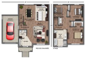 Plan de maison modèle 6S vue de plancher