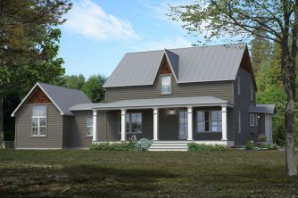 Maison vue en perspective 3D