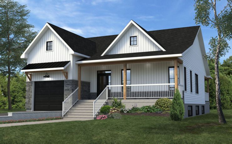 Image 3D de maison en soirée